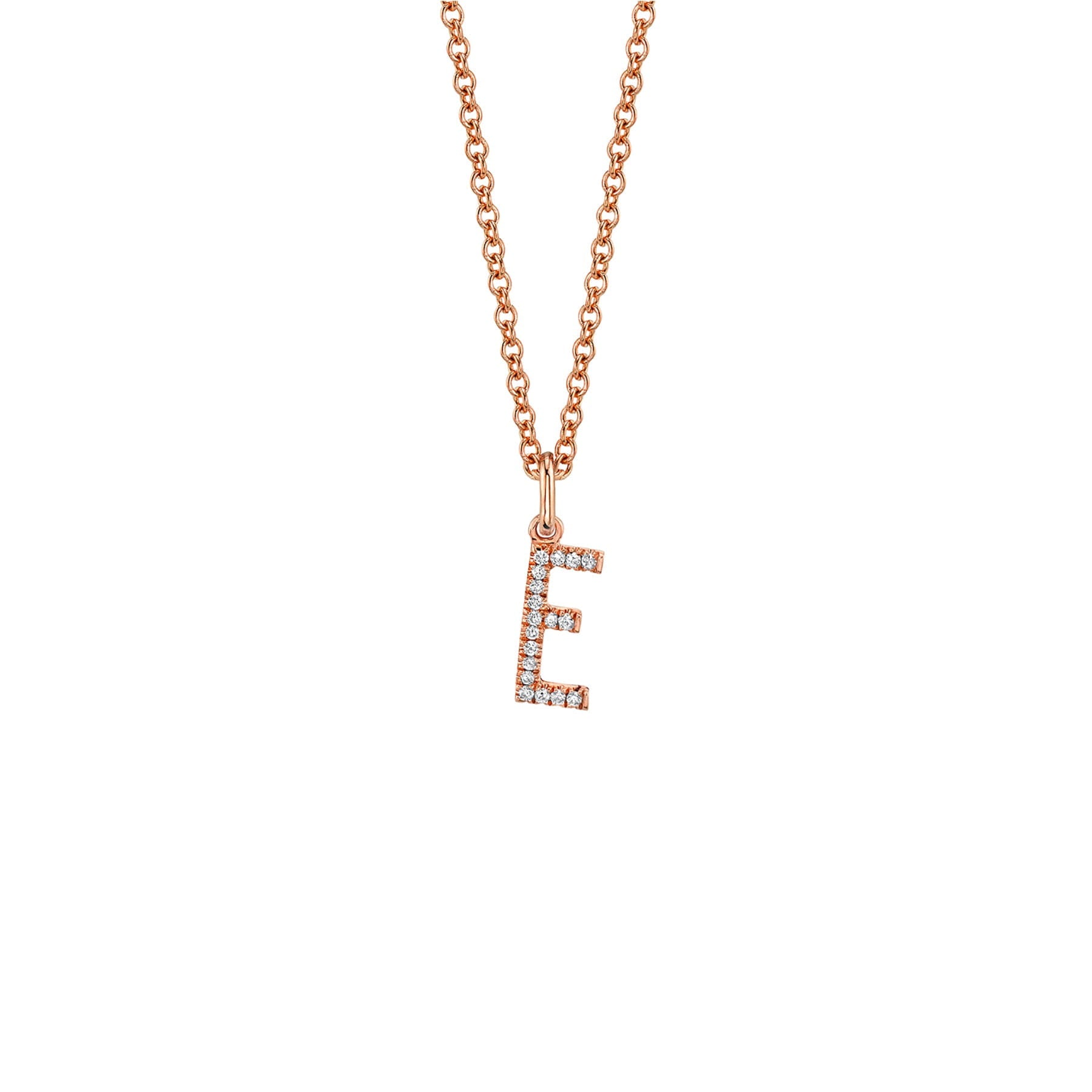 MICHAEL M Necklaces 14K Rose Gold / E Diamond Initial Pendant P141E