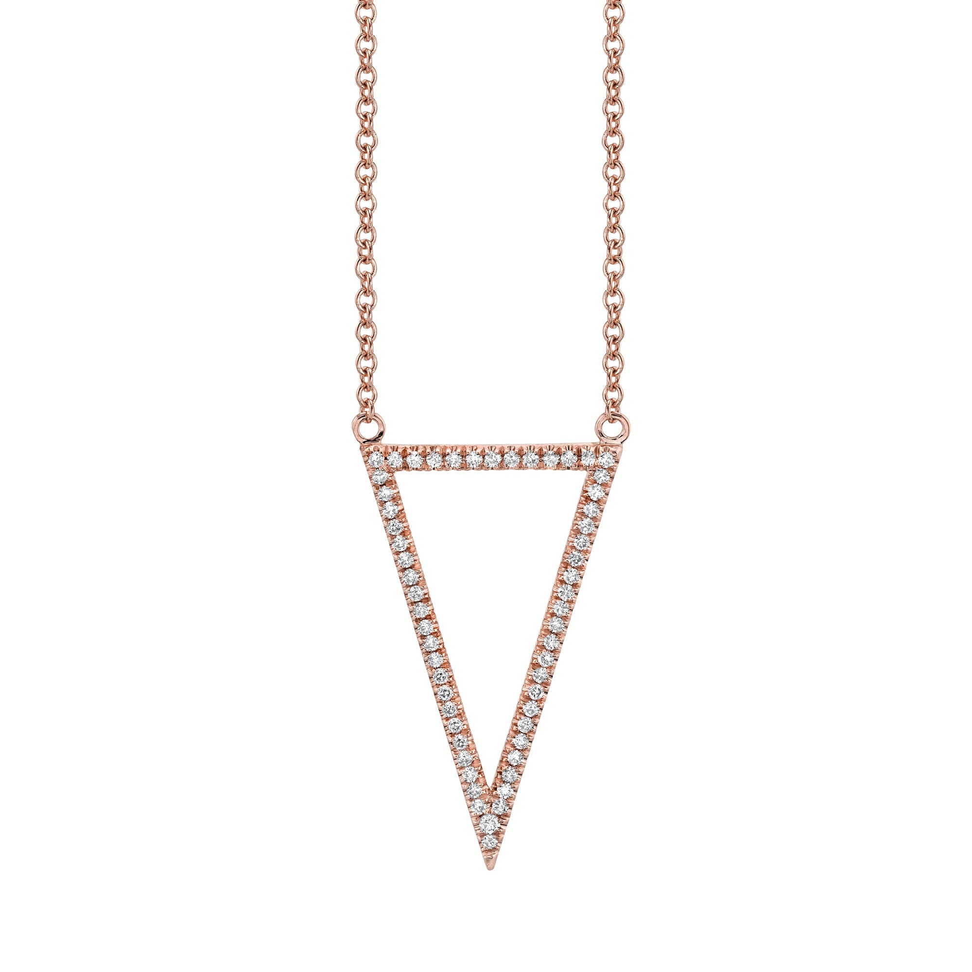 MICHAEL M Necklaces 14K Rose Gold Geometric Triangle Diamond Pendant P226RG