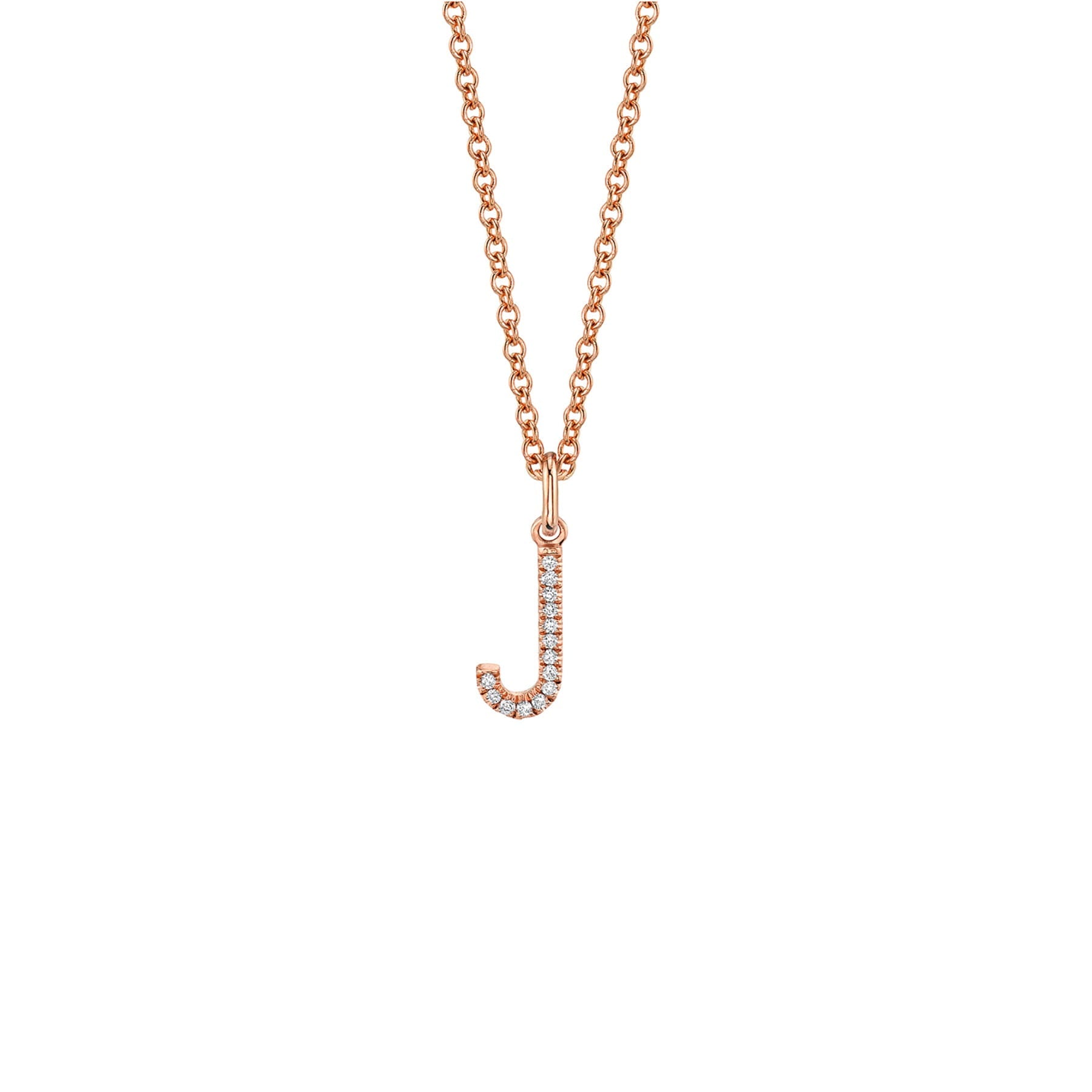 MICHAEL M Necklaces 14K Rose Gold / J Diamond Initial Pendant P141J