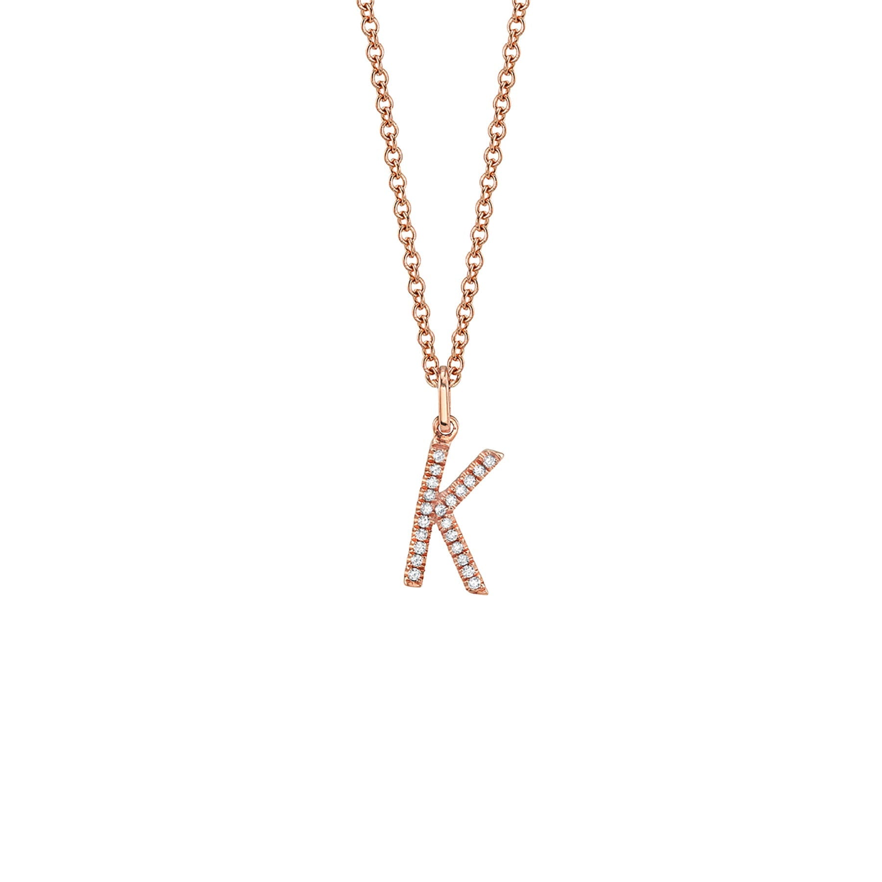 MICHAEL M Necklaces 14K Rose Gold / K Diamond Initial Pendant P141K