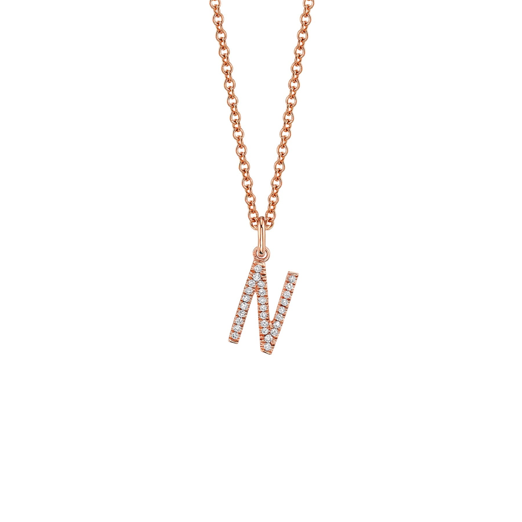 MICHAEL M Necklaces 14K Rose Gold / N Diamond Initial Pendant P141N