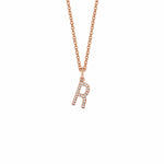 MICHAEL M Necklaces 14K Rose Gold / R Diamond Initial Pendant P141R
