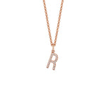 MICHAEL M Necklaces 14K Rose Gold / R Diamond Initial Pendant P141R