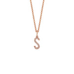 MICHAEL M Necklaces 14K Rose Gold / S Diamond Initial Pendant P141S