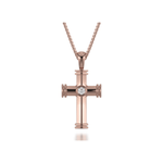 MICHAEL M Necklaces 14K Rose Gold Single Diamond Cross Pendant MP234RG