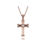 MICHAEL M Necklaces 14K Rose Gold Single Diamond Cross Pendant MP234RG