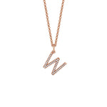MICHAEL M Necklaces 14K Rose Gold / W Diamond Initial Pendant P141W
