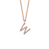 MICHAEL M Necklaces 14K Rose Gold / W Diamond Initial Pendant P141W