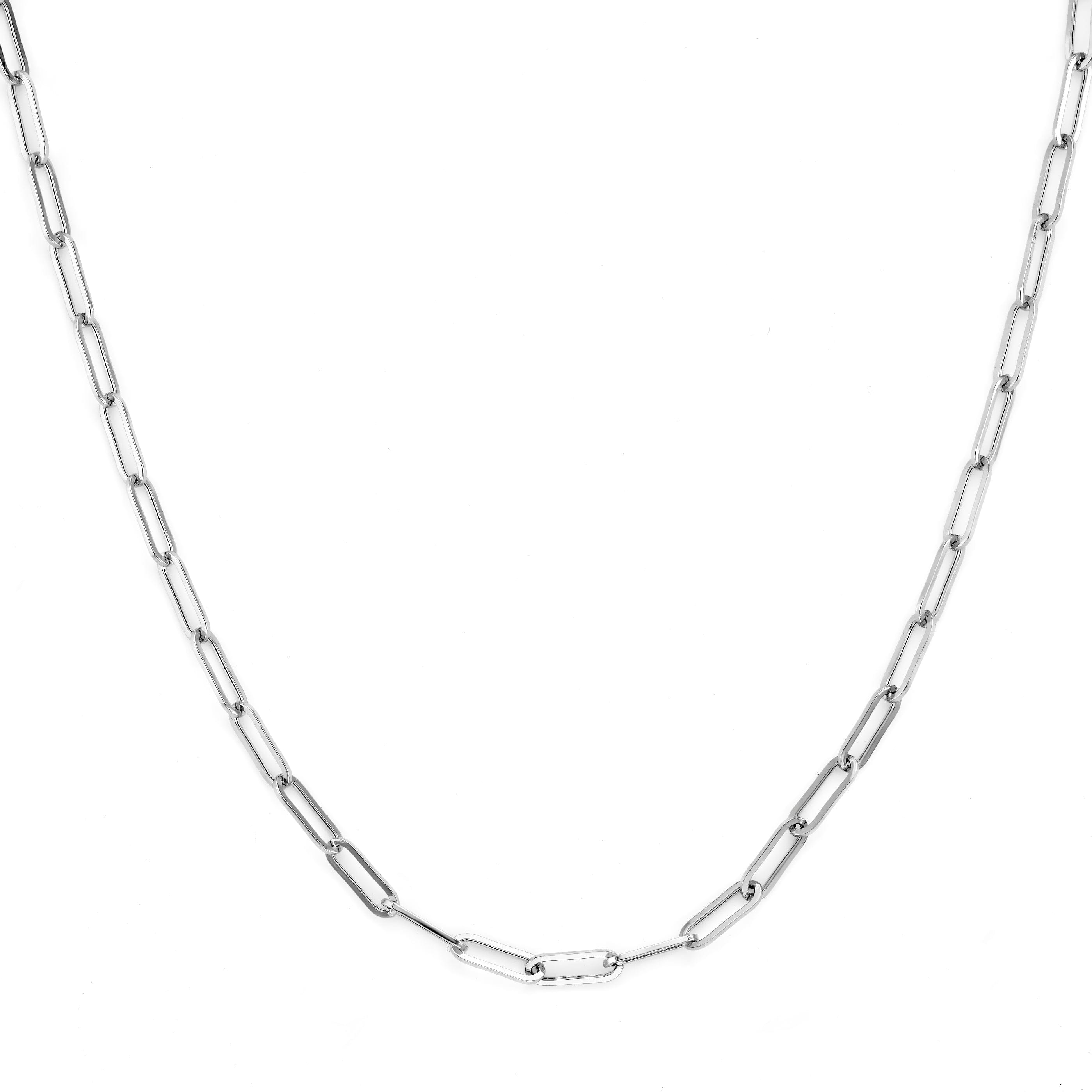 MICHAEL M Necklaces 14K White Gold / 16" Paperclip Link Chain CN300-16