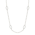 MICHAEL M Necklaces 14K White Gold / 32" Pavé Link Station Necklace CN519