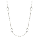 MICHAEL M Necklaces 14K White Gold / 32" Pavé Link Station Necklace CN519