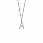 MICHAEL M Necklaces 14K White Gold / A Diamond Initial Pendant P141A