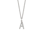 MICHAEL M Necklaces 14K White Gold / A Diamond Initial Pendant P141A