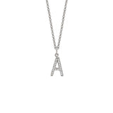 MICHAEL M Necklaces 14K White Gold / A Diamond Initial Pendant P141A