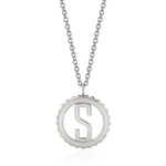 MICHAEL M Necklaces 14K White Gold / A Mini Tetra Initial Medallion P364WG