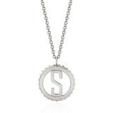 MICHAEL M Necklaces 14K White Gold / A Mini Tetra Initial Medallion P364WG