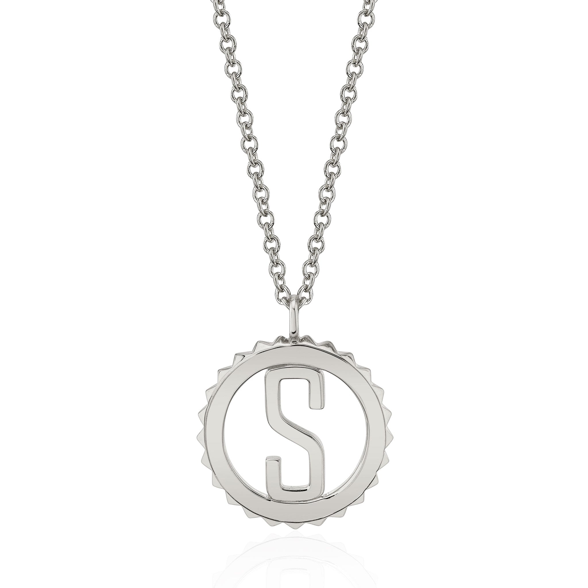 MICHAEL M Necklaces 14K White Gold / A Mini Tetra Initial Medallion P364WG