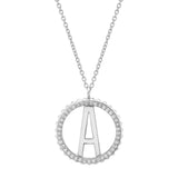 MICHAEL M Necklaces 14K White Gold / A Tetra Pavé Initial Medallion P367