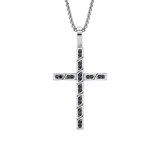 MICHAEL M Necklaces 14K White Gold Box Black Diamond Cross Pendant MP232