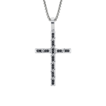 MICHAEL M Necklaces 14K White Gold Box Black Diamond Cross Pendant MP232WG