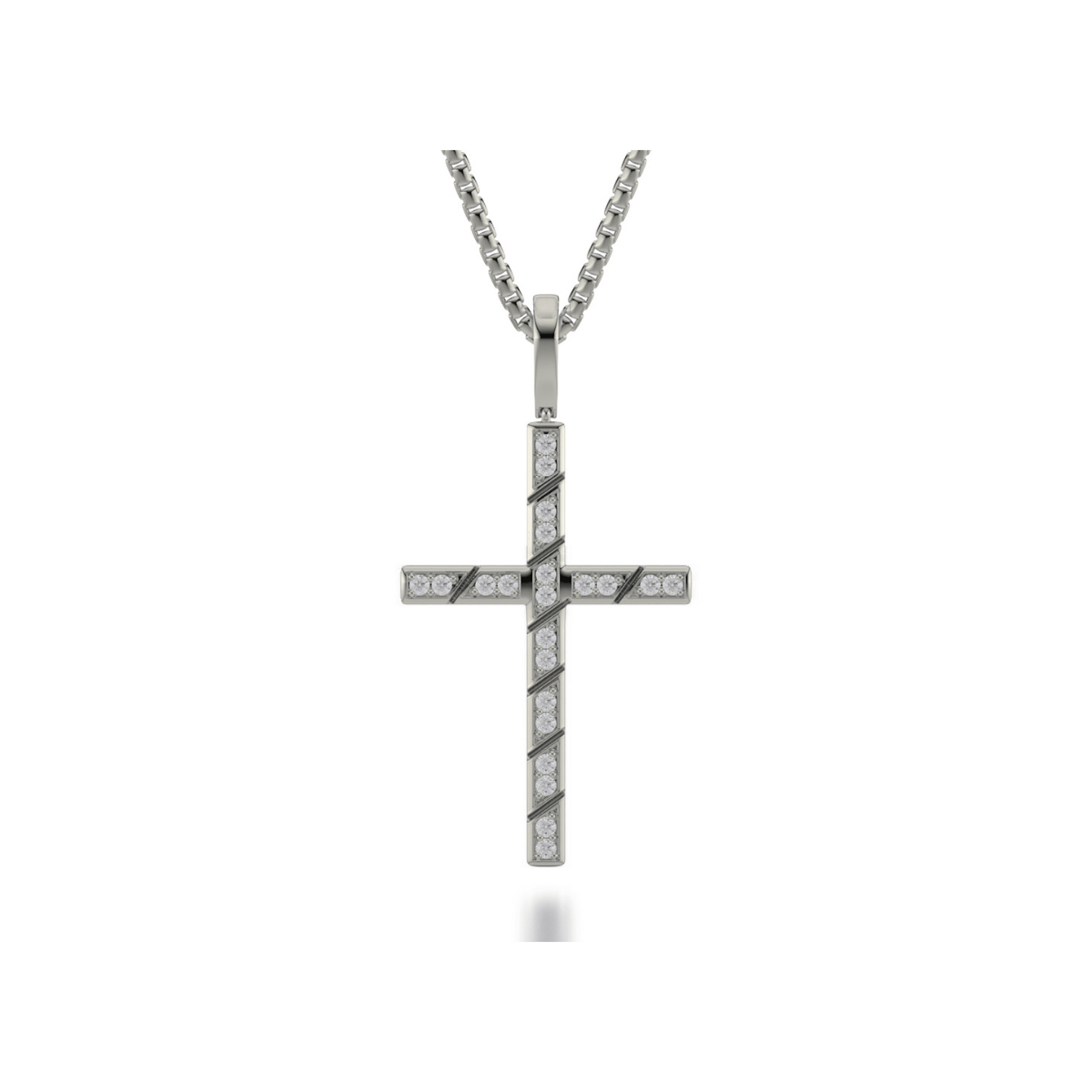 MICHAEL M Necklaces 14K White Gold Box Diamond Cross Pendant MP232