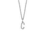 MICHAEL M Necklaces 14K White Gold / C Diamond Initial Pendant P141C