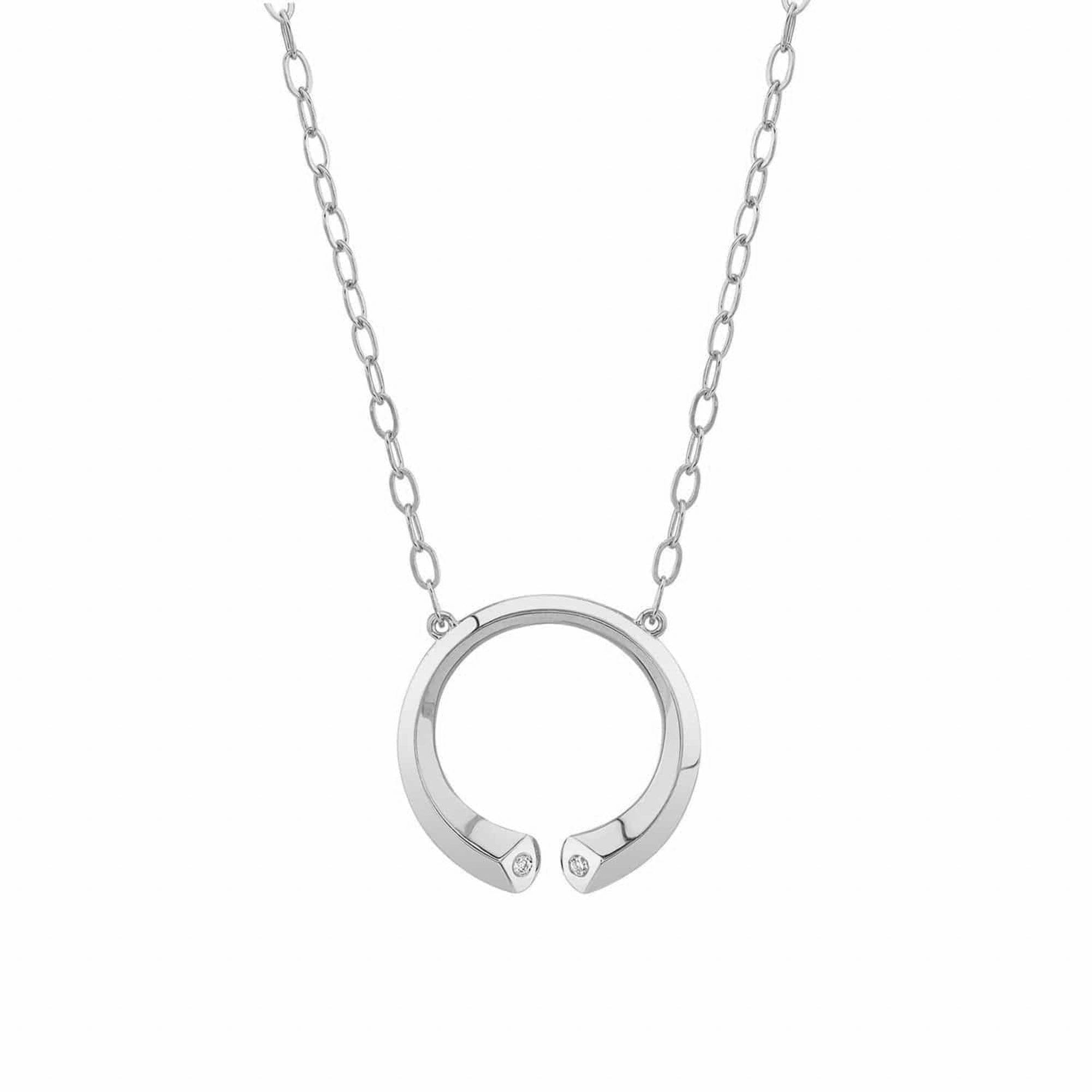 MICHAEL M Necklaces 14K White Gold Carve Knife Edge Necklace
