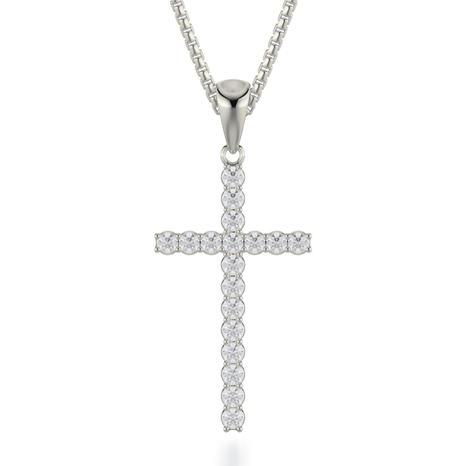 MICHAEL M Necklaces 14K White Gold Classic Diamond Cross Necklace MP236