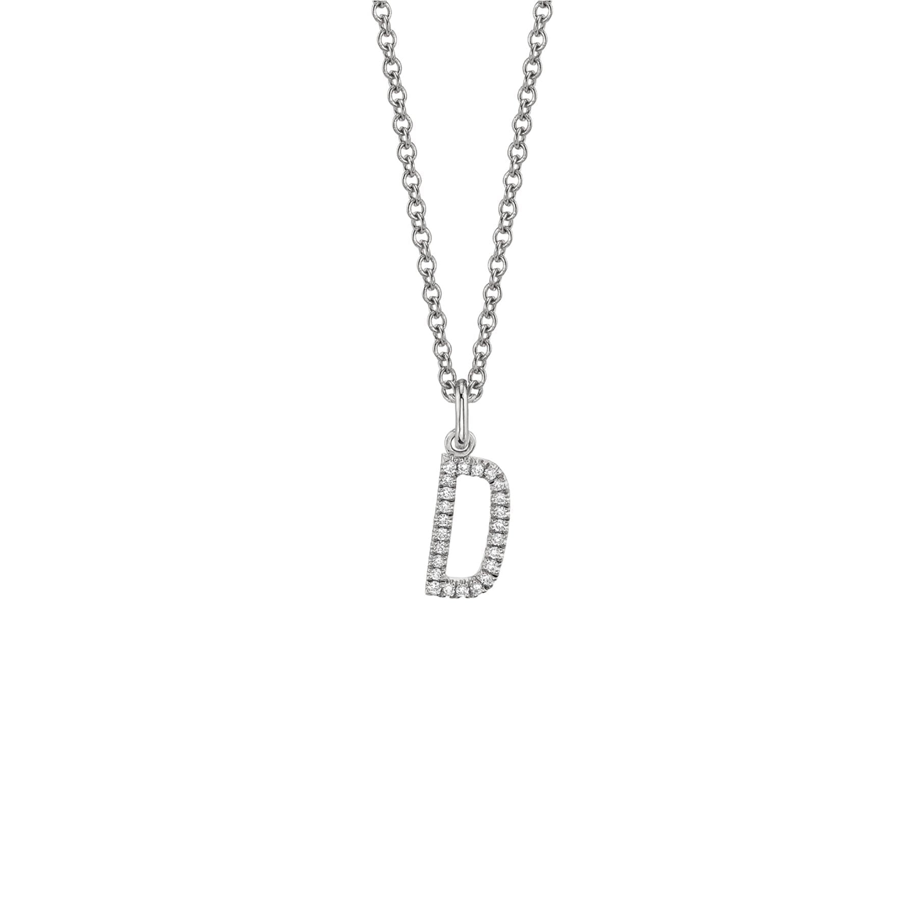 MICHAEL M Necklaces 14K White Gold / D Diamond Initial Pendant P141D