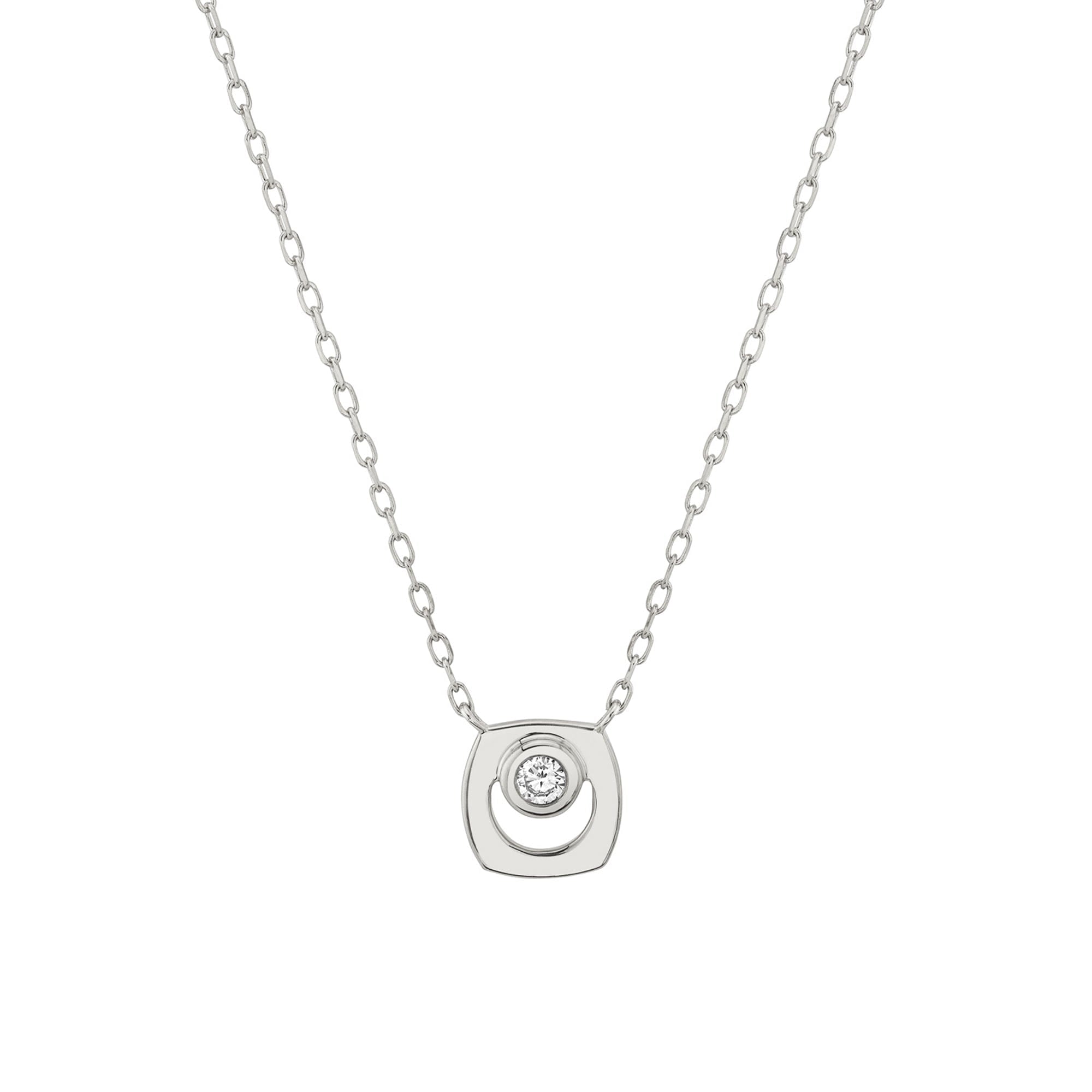 MICHAEL M Necklaces 14K White Gold / Diamond - April Signature Birthstone Necklace CN435DI