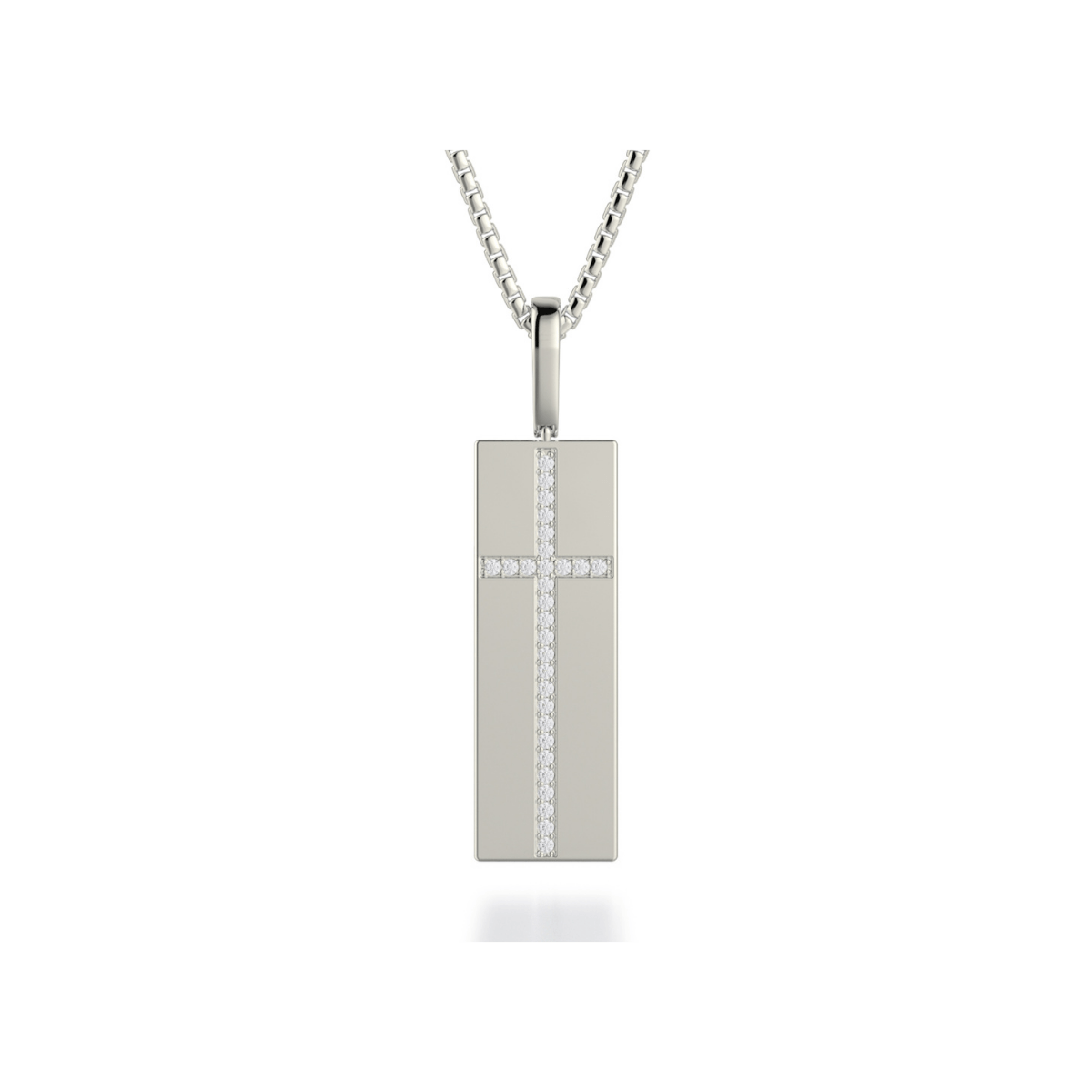 MICHAEL M Necklaces 14K White Gold Diamond Cross Tag Necklace MP233WG