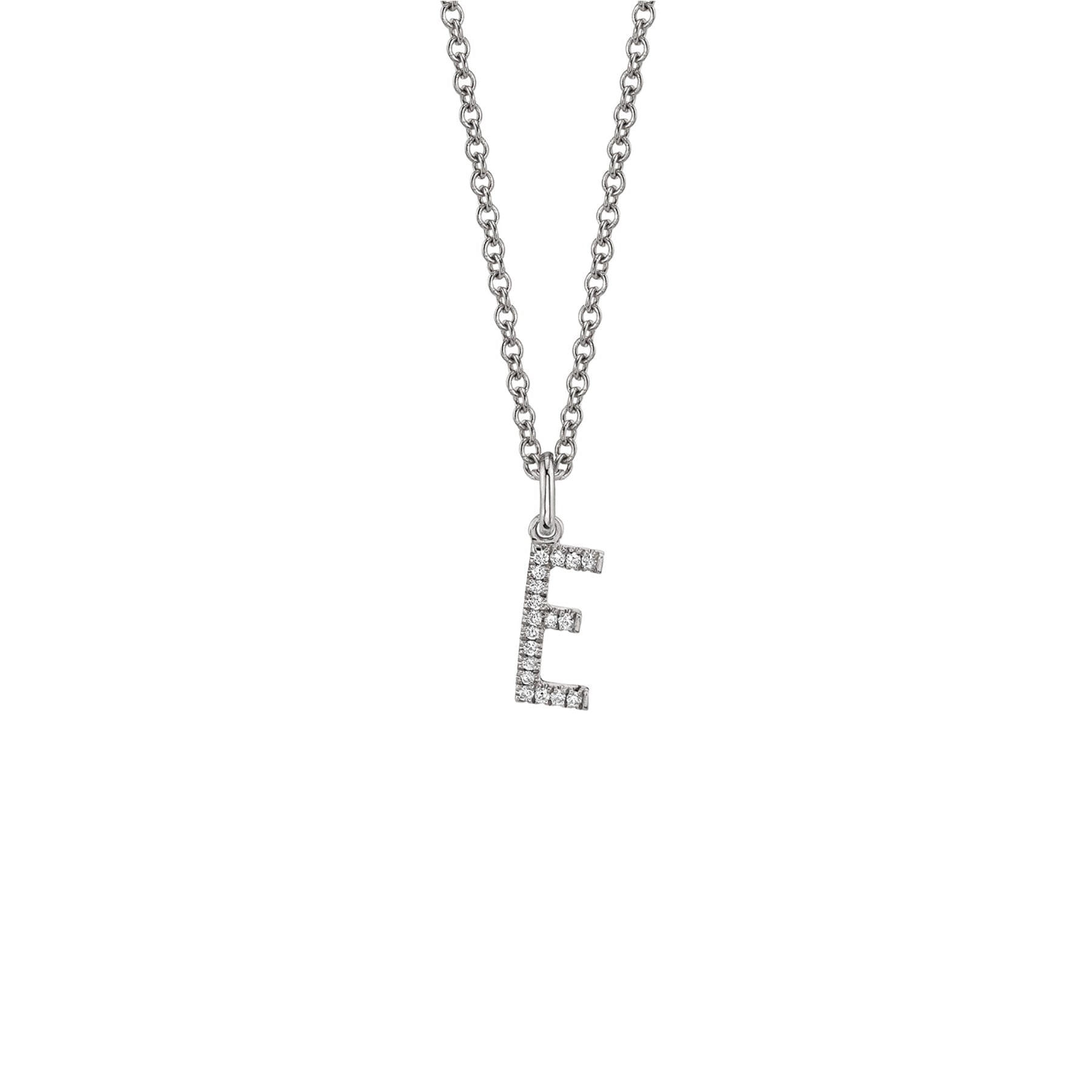 MICHAEL M Necklaces 14K White Gold / E Diamond Initial Pendant P141E