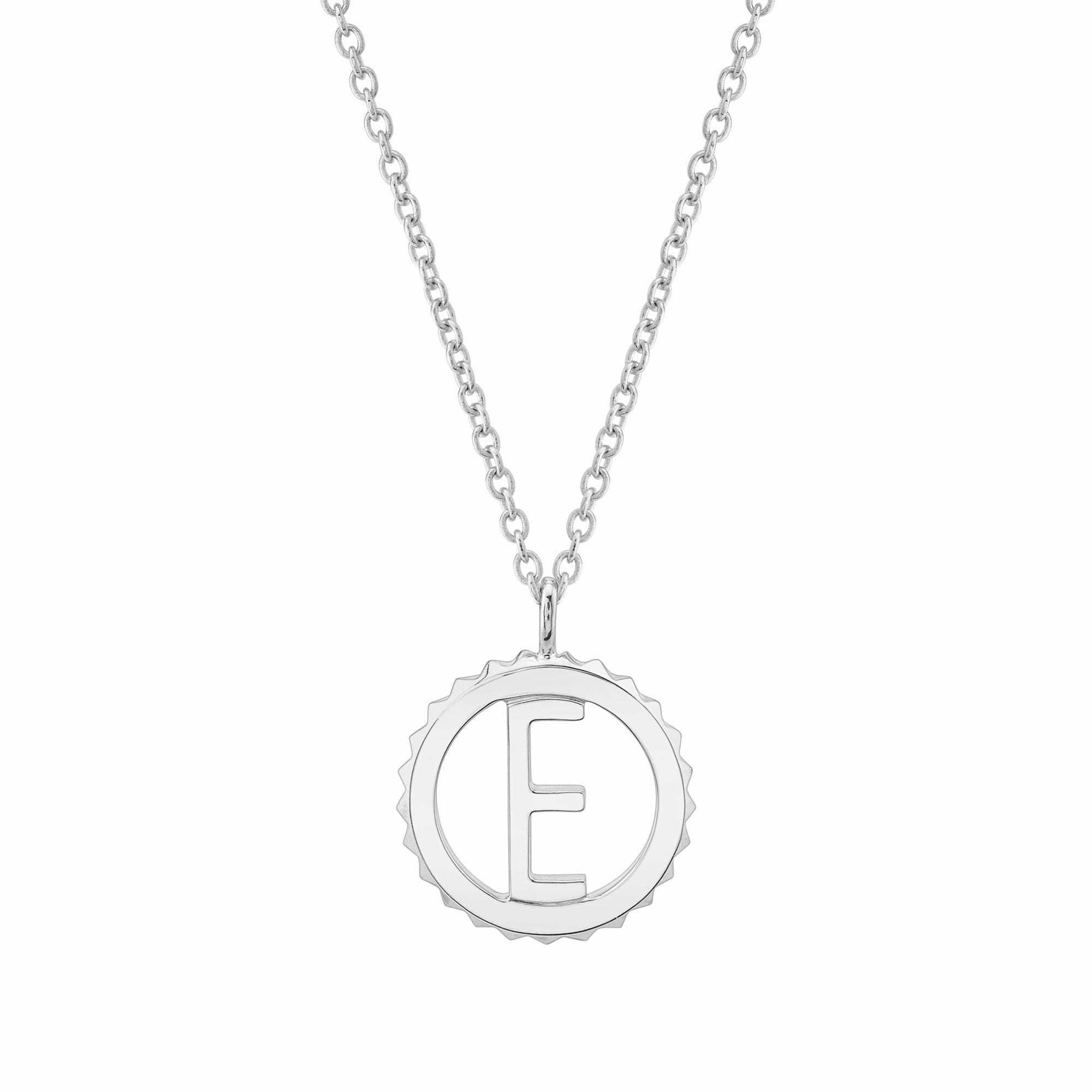 MICHAEL M Necklaces 14K White Gold / E Mini Tetra Initial Medallion P364