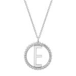 MICHAEL M Necklaces 14K White Gold / E Tetra Pavé Initial Medallion P367