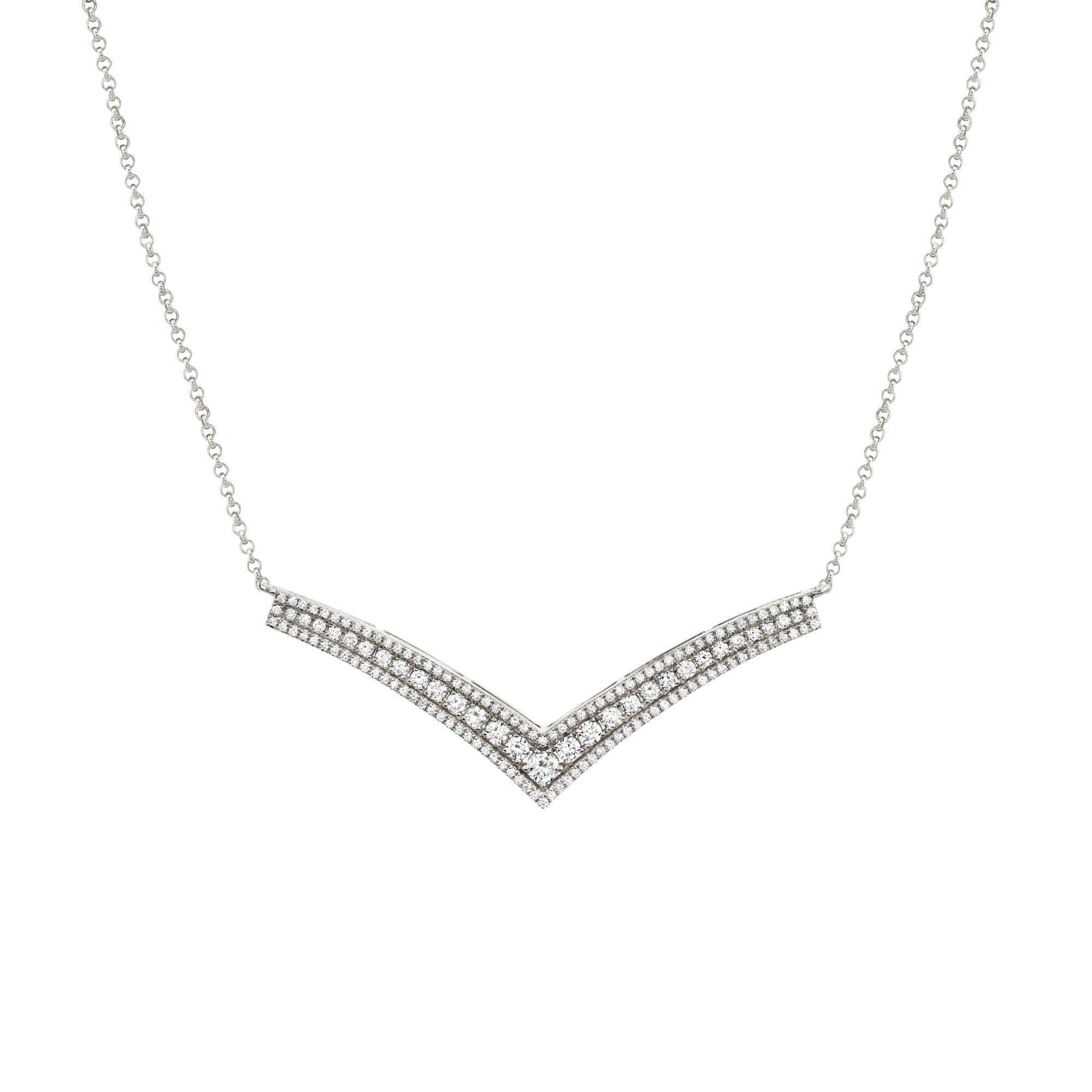 MICHAEL M Necklaces 14K White Gold Europa Chevron Necklace CN399-14WYG