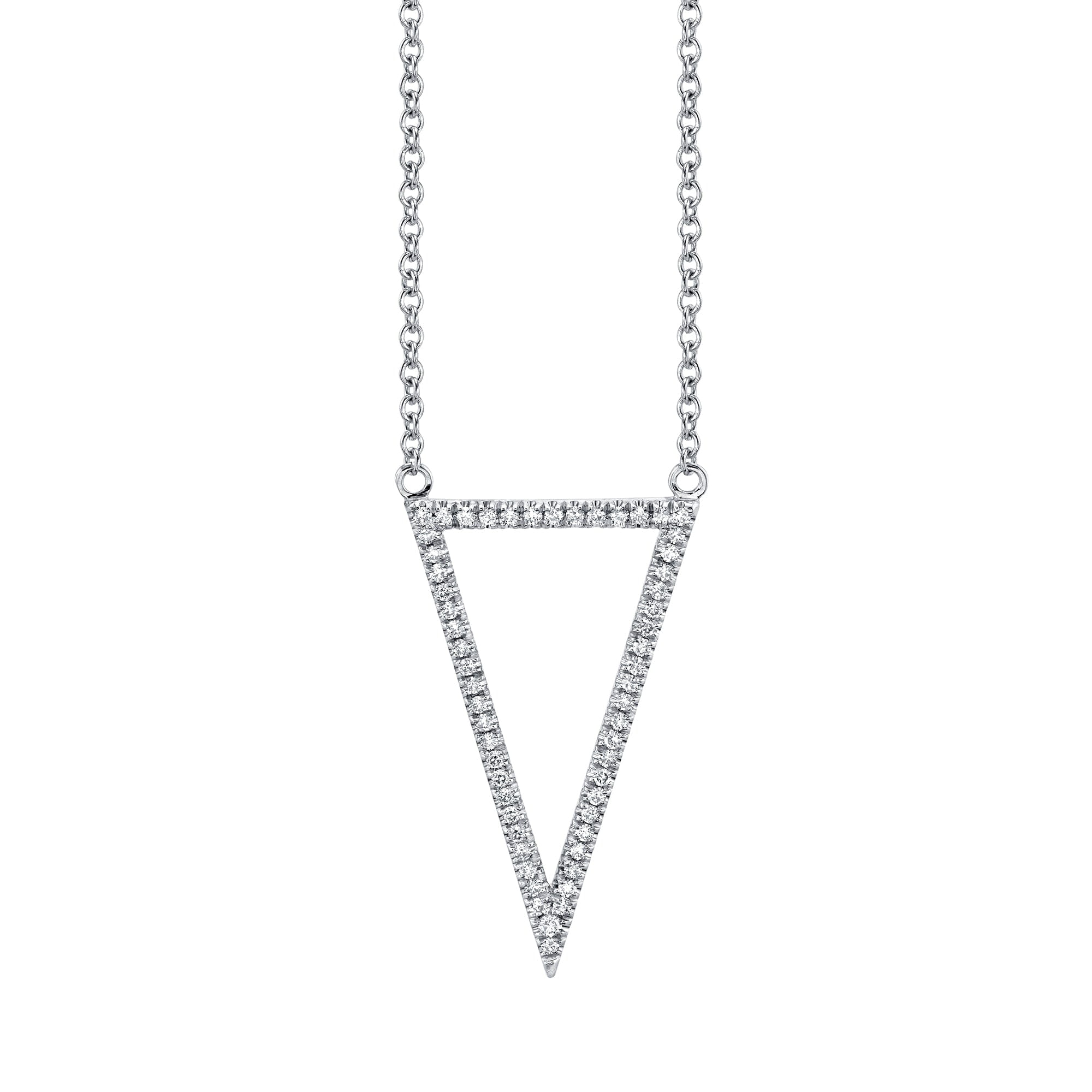 MICHAEL M Necklaces 14K White Gold Geometric Triangle Diamond Pendant P226WG