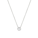 MICHAEL M Necklaces 14K White Gold Hex Halo Solitaire Necklace P425-1.5