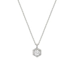 MICHAEL M Necklaces 14K White Gold Hex Halo Solitaire Pendant P424-1.0