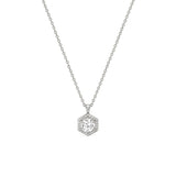 MICHAEL M Necklaces 14K White Gold Hex Halo Solitaire Pendant P424-1.0