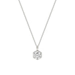 MICHAEL M Necklaces 14K White Gold Hex Halo Solitaire Pendant P427-1.0