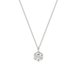 MICHAEL M Necklaces 14K White Gold Hex Halo Solitaire Pendant P427-1.0