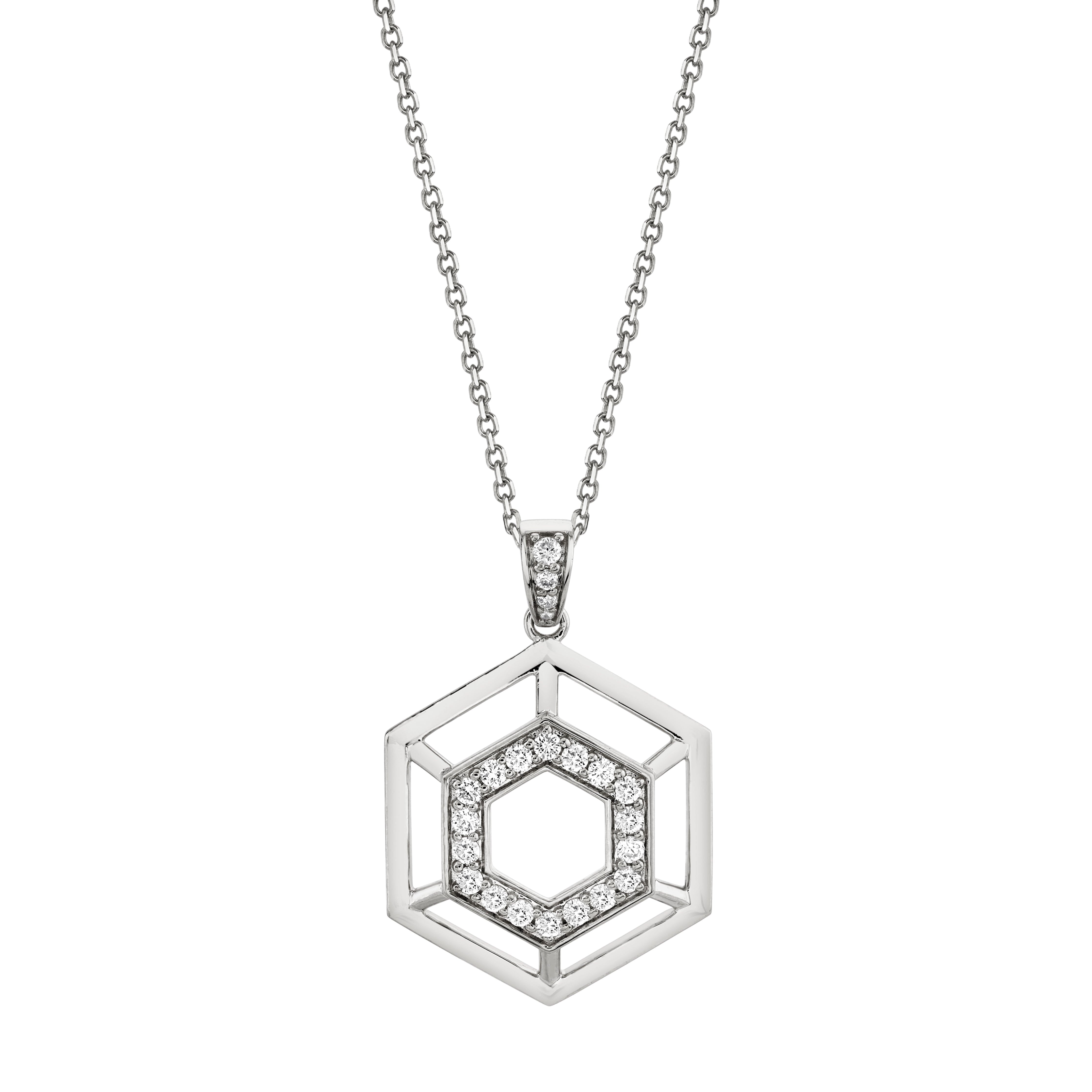 MICHAEL M Necklaces 14K White Gold Hex Truss Pendant P510