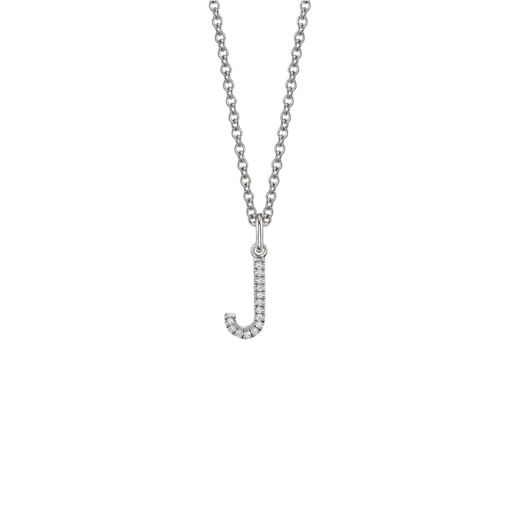 MICHAEL M Necklaces 14K White Gold / J Diamond Initial Pendant P141J