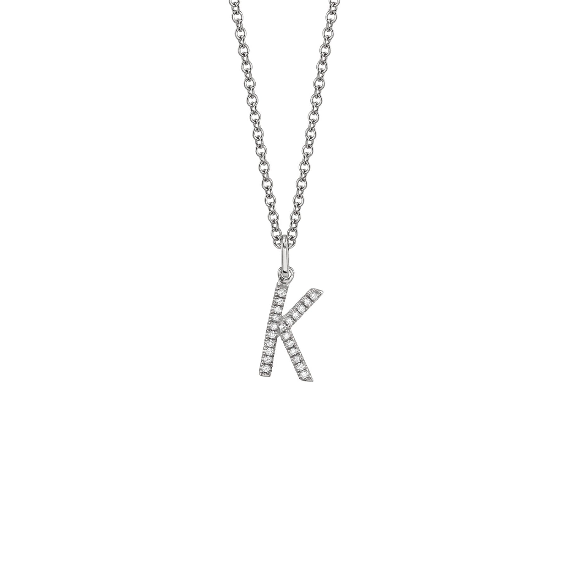 MICHAEL M Necklaces 14K White Gold / K Diamond Initial Pendant P141K