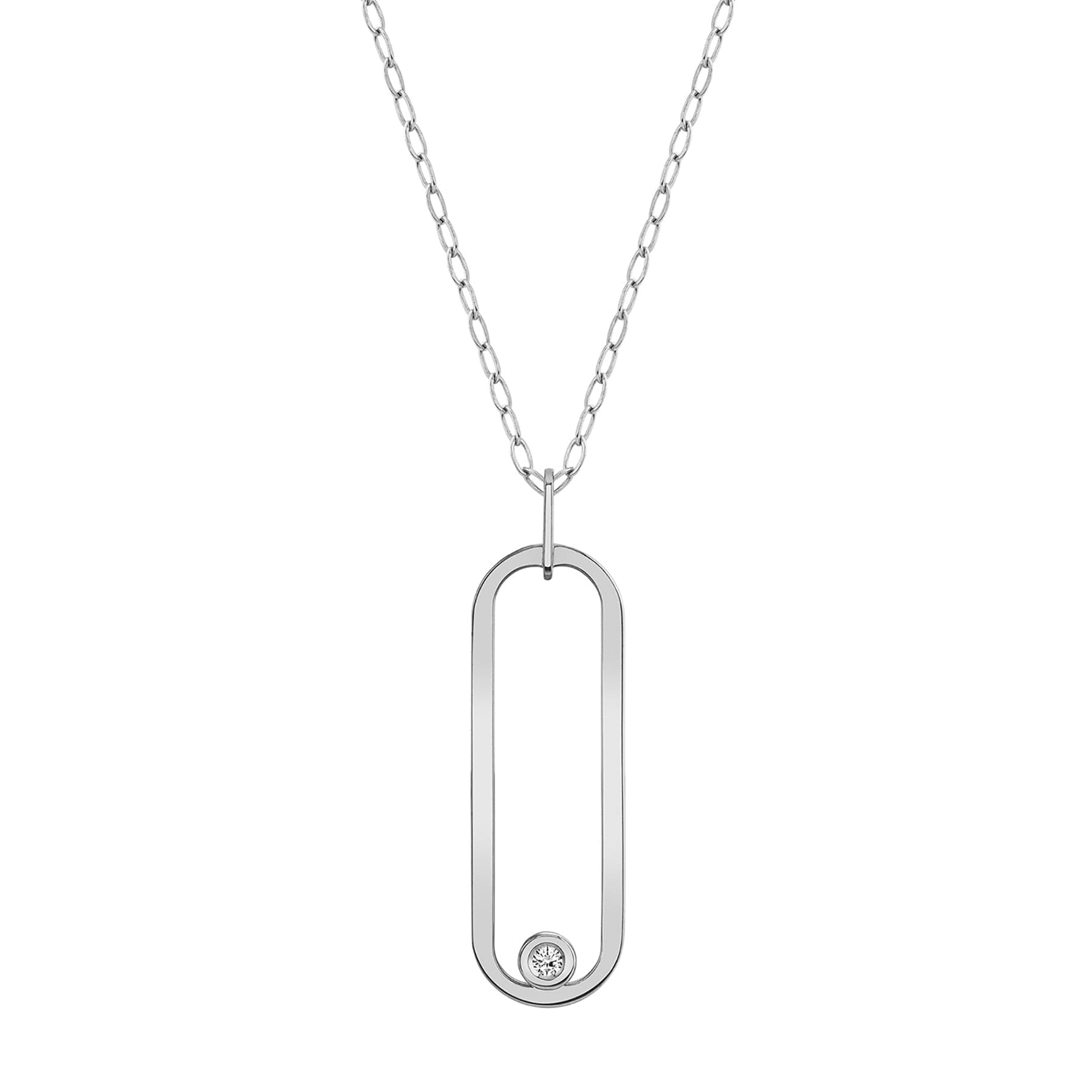 MICHAEL M Necklaces 14K White Gold Longline Link Pendant P360