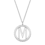 MICHAEL M Necklaces 14K White Gold / M Tetra Initial Medallion P366