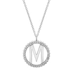 MICHAEL M Necklaces 14K White Gold / M Tetra Pavé Initial Medallion P367