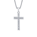 MICHAEL M Necklaces 14K White Gold Men's Pave Cross