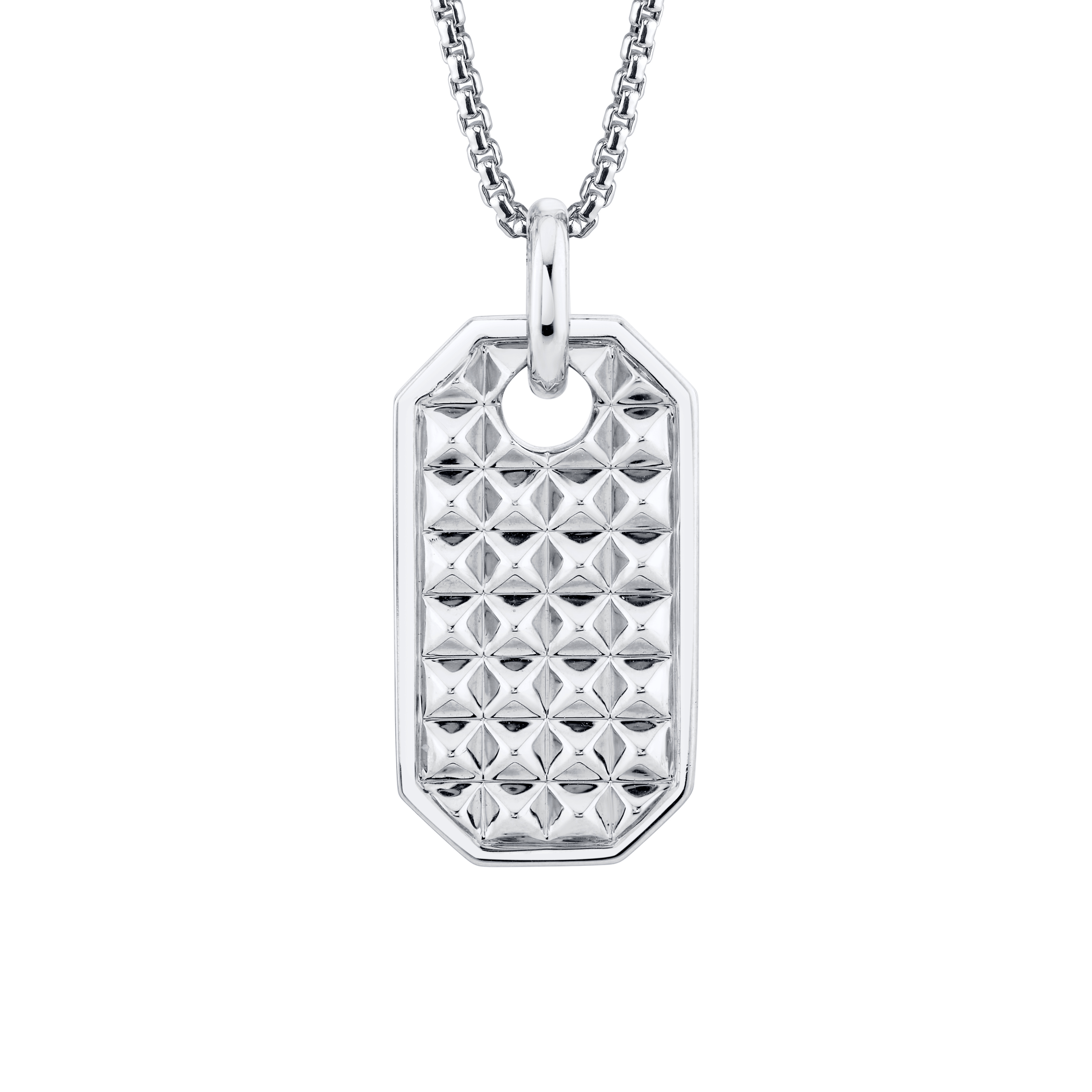 MICHAEL M Necklaces 14K White Gold Men's Tetra Dog Tag MP241