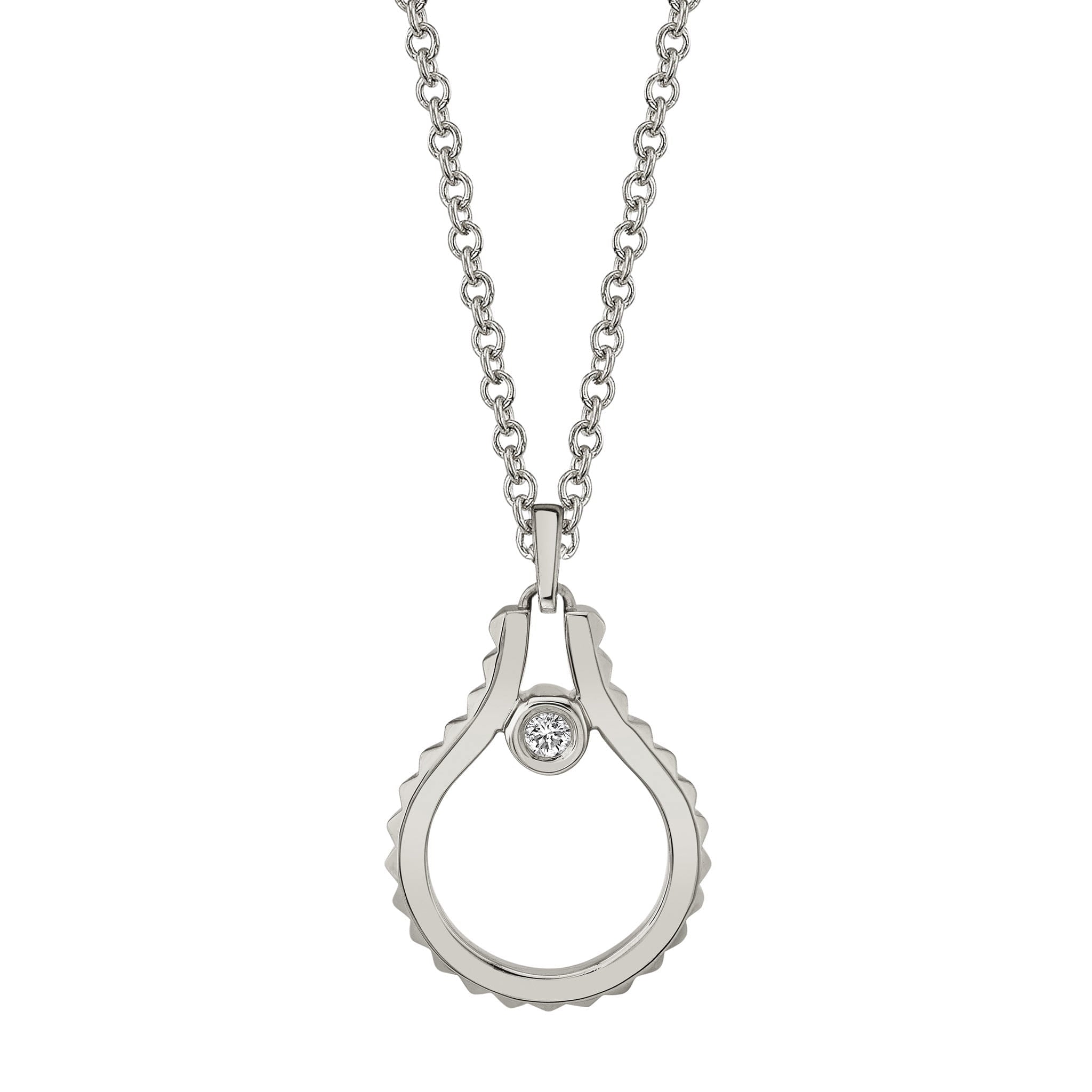 MICHAEL M Necklaces 14K White Gold Mini Signature MM Tetra Pendant P379WG